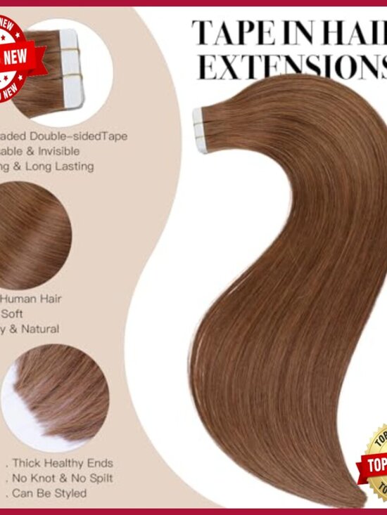 20 Inch Tape In Human Hair Extensions 20 Pieces 50g Thick Ends Straight main image 7